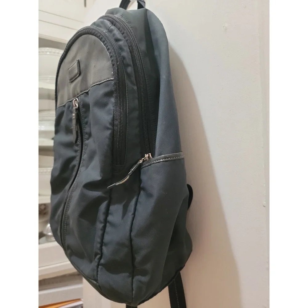 COACH Varick Black Logo Nylon Backpack Slingbag Leather Trim